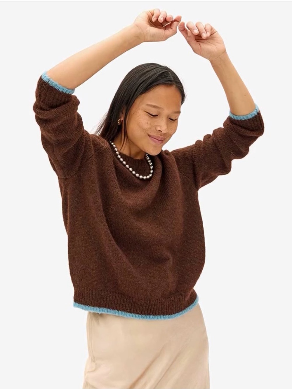 Clare V Brown Alpaca Crewneck Women's Sweater